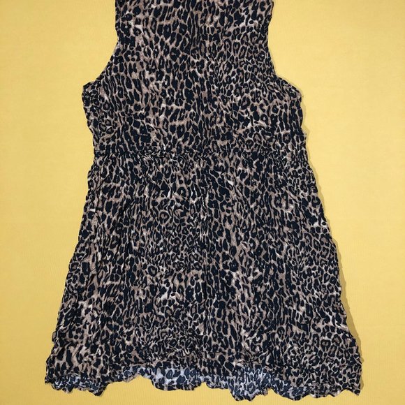 Rue21 Womens XL Leopard Sleeveless Button Down Top Studded Cut Out Loose Blouse - Picture 6 of 6